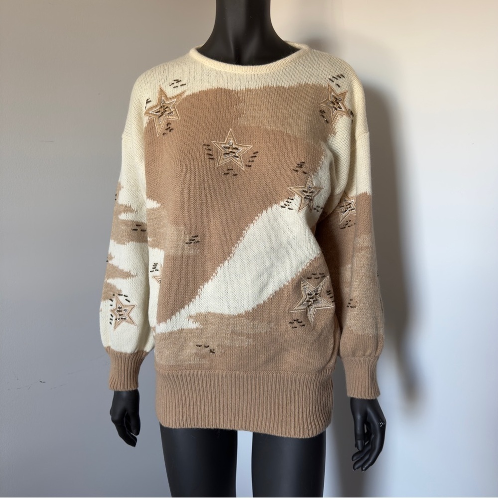 107. Escada Mohair / New wool Starry Beige and Cream Sweater